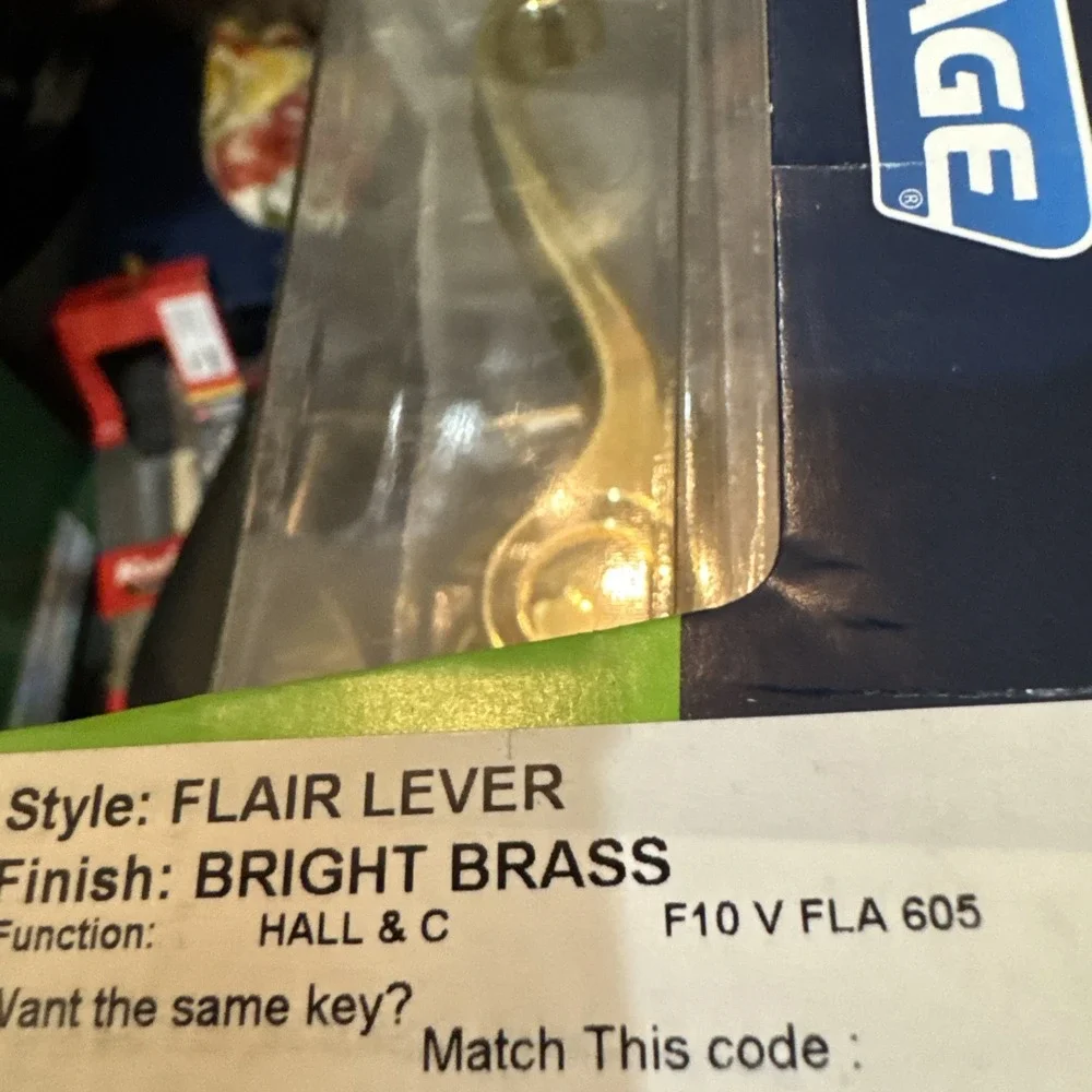 Schlage Hall & Closet Door Lever Handle - Bright Brass Finish F10 Flair Lever